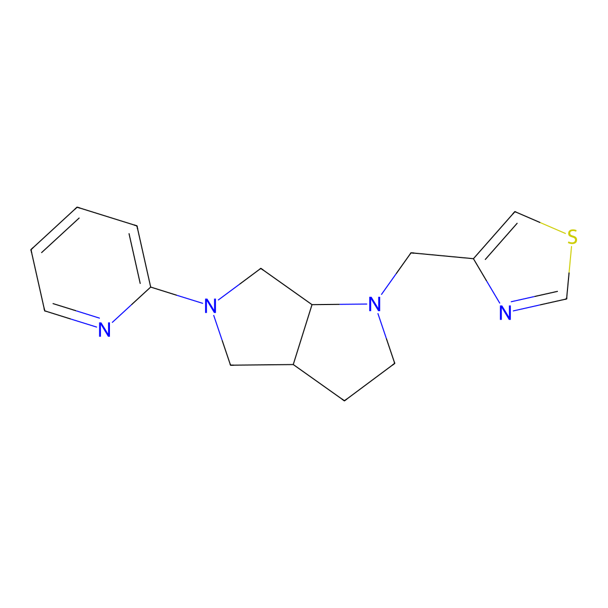 2-{1-[(1,3-Thiazol-4-yl)methyl]-octahydropyrrolo[2,3-c]pyrrol-5-yl}pyridine molecular structure, CAS 2549048-23-7