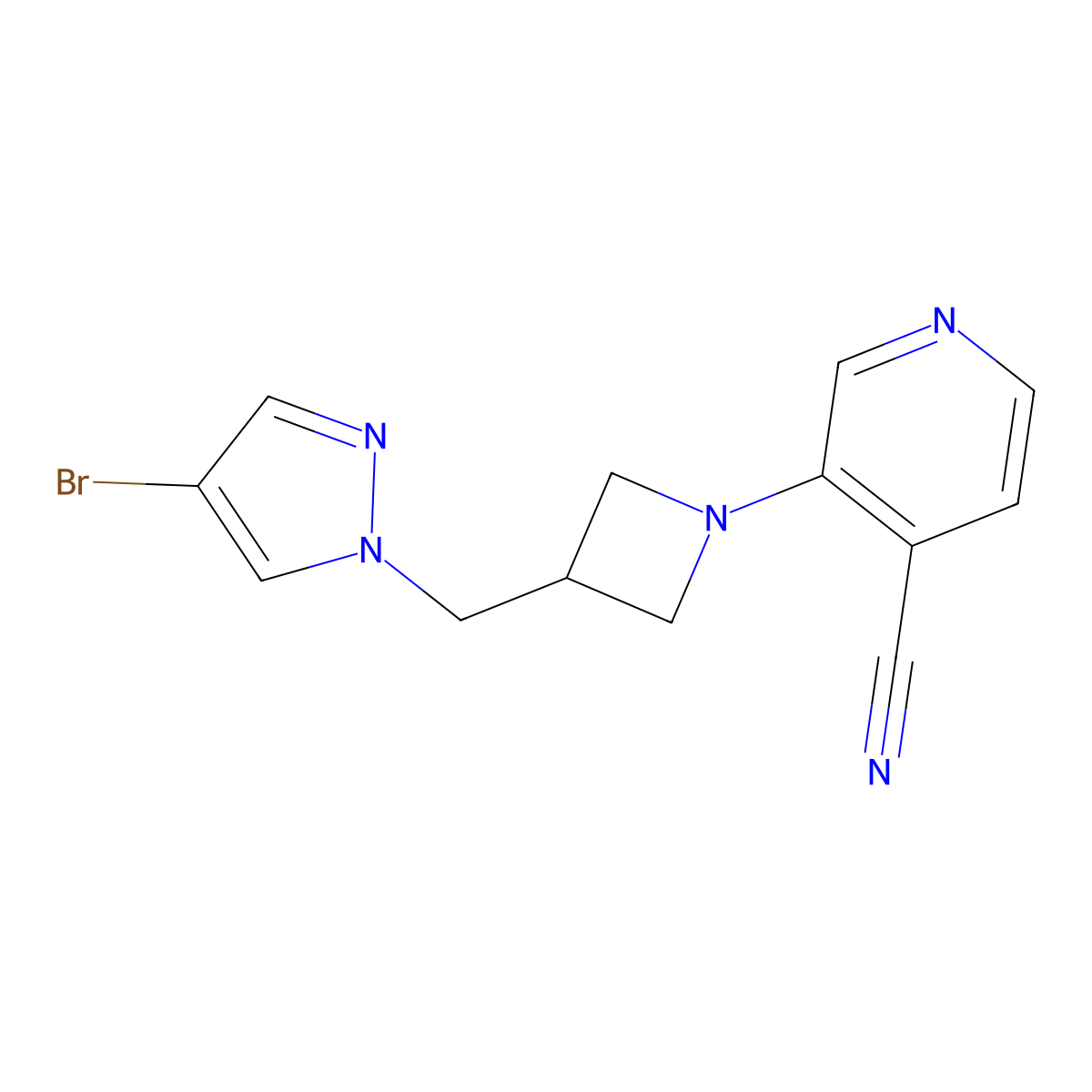 3-{3-[(4-bromo-1H-pyrazol-1-yl)methyl]azetidin-1-yl}pyridine-4-carbonitrile molecular structure, CAS 2549048-24-8