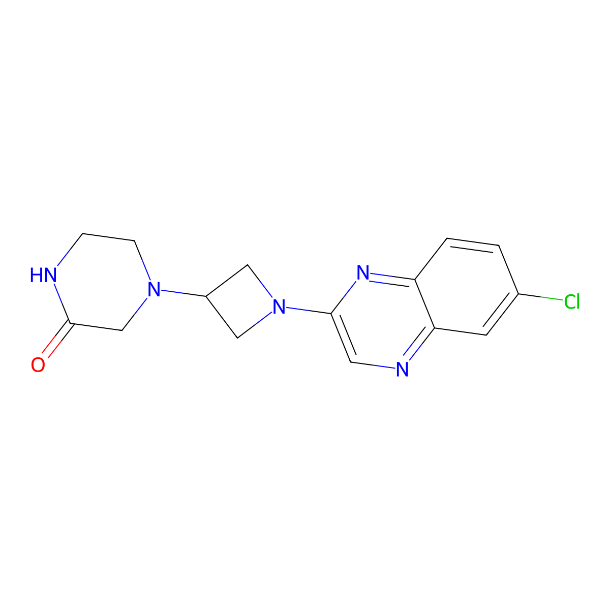 4-[1-(6-Chloroquinoxalin-2-yl)azetidin-3-yl]piperazin-2-one molecular structure, CAS 2549048-27-1
