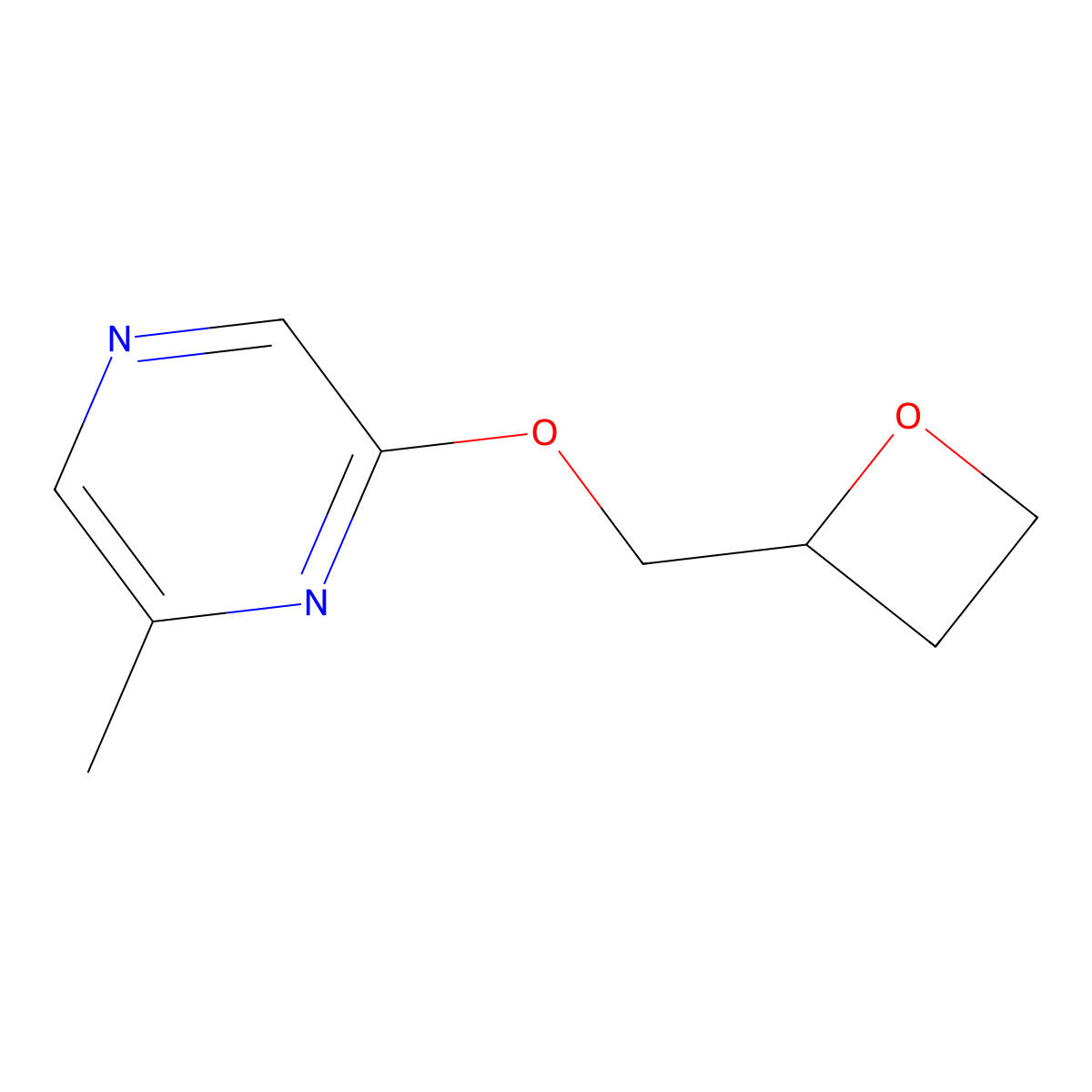 2-Methyl-6-[(oxetan-2-yl)methoxy]pyrazine molecular structure, CAS 2549048-29-3