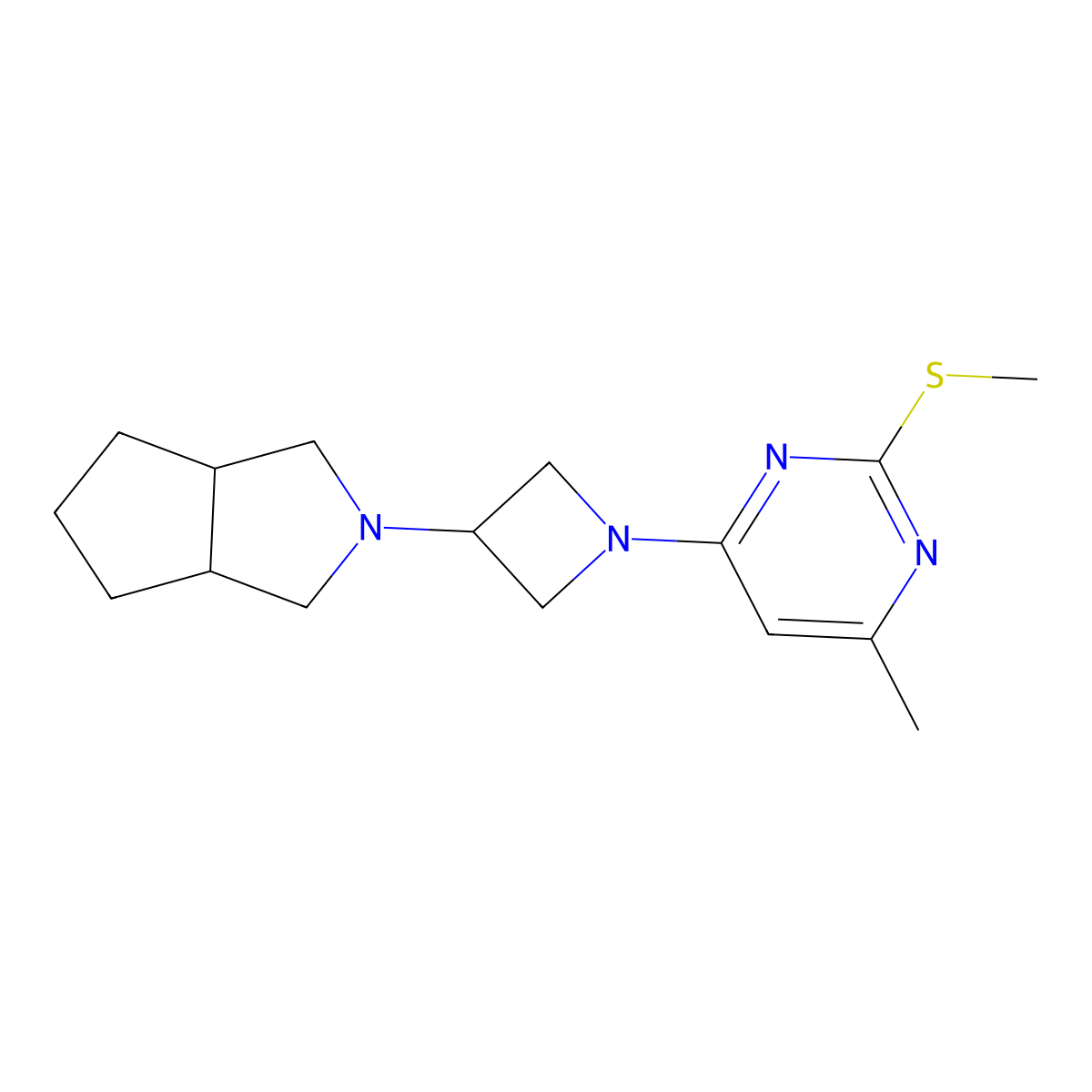 4-Methyl-2-(methylsulfanyl)-6-(3-{octahydrocyclopenta[c]pyrrol-2-yl}azetidin-1-yl)pyrimidine molecular structure, CAS 2549048-31-7