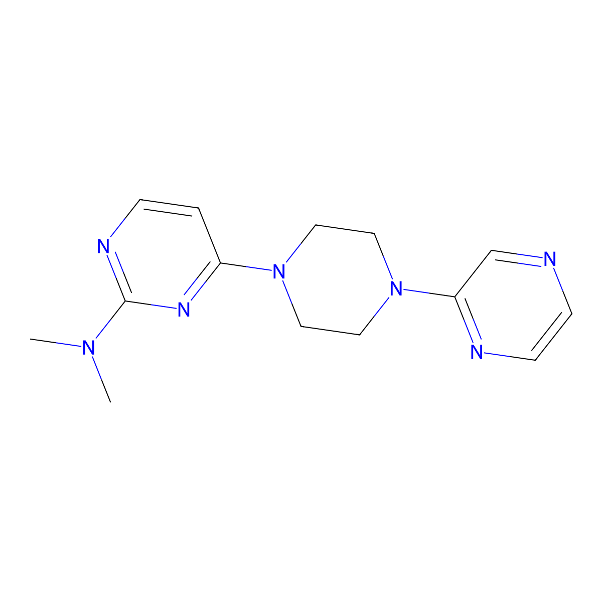 N,N-dimethyl-4-[4-(pyrazin-2-yl)piperazin-1-yl]pyrimidin-2-amine molecular structure, CAS 2549048-34-0