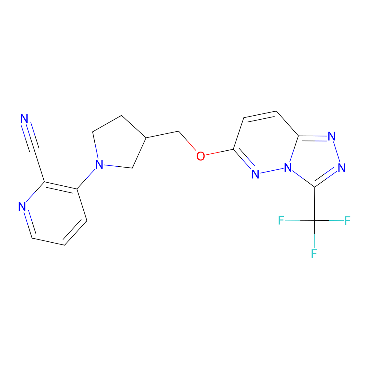 3-[3-({[3-(Trifluoromethyl)-[1,2,4]triazolo[4,3-b]pyridazin-6-yl]oxy}methyl)pyrrolidin-1-yl]pyridine-2-carbonitrile molecular structure, CAS 2549048-37-3