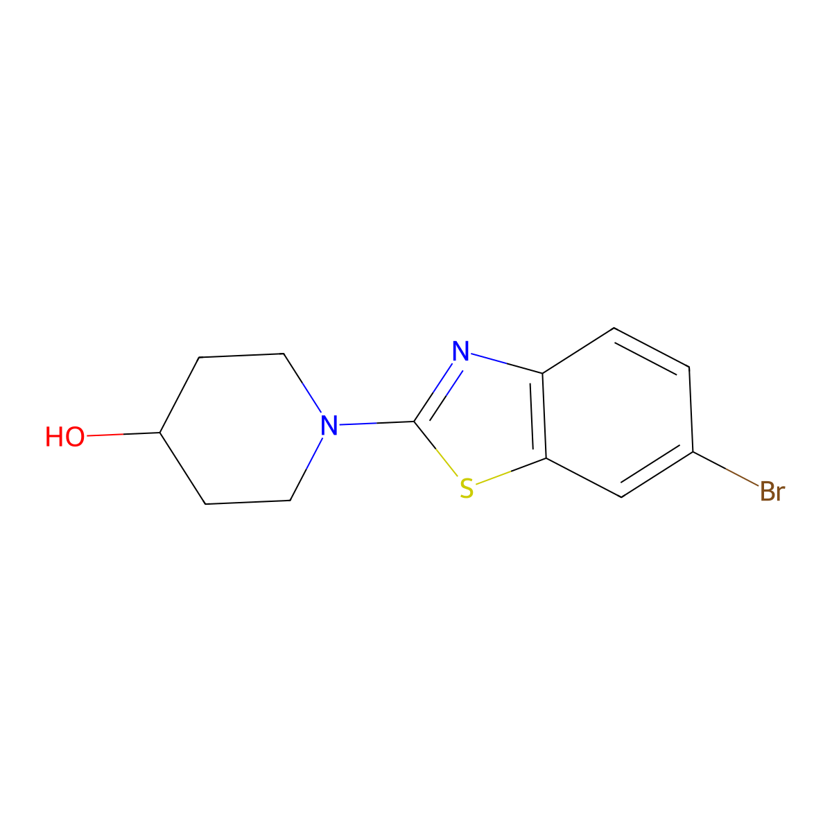 1-(6-Bromo-1,3-benzothiazol-2-yl)piperidin-4-ol molecular structure, CAS 2549048-39-5