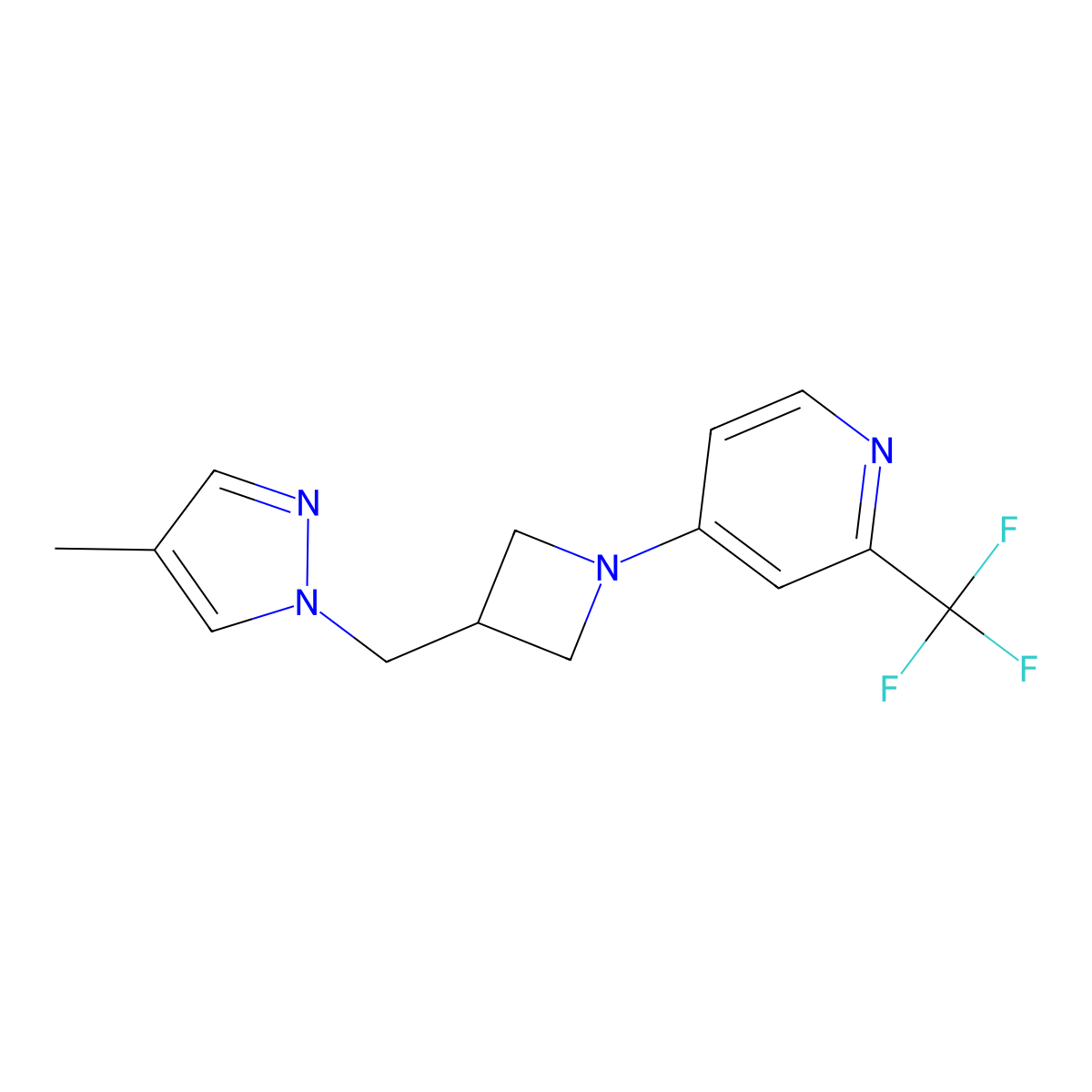 4-{3-[(4-methyl-1H-pyrazol-1-yl)methyl]azetidin-1-yl}-2-(trifluoromethyl)pyridine molecular structure, CAS 2549048-50-0