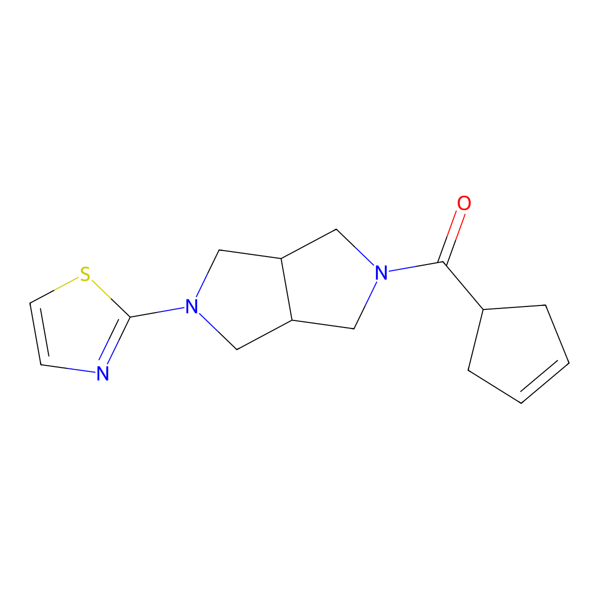 2-[5-(Cyclopent-3-ene-1-carbonyl)-octahydropyrrolo[3,4-c]pyrrol-2-yl]-1,3-thiazole molecular structure, CAS 2549048-51-1