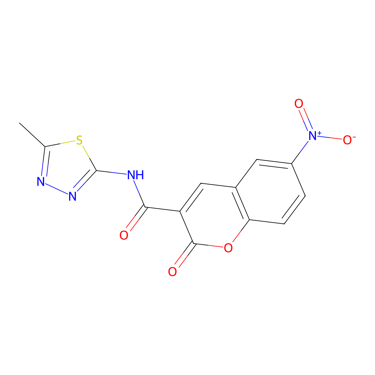 N-(5-methyl-1,3,4-thiadiazol-2-yl)-6-nitro-2-oxo-2H-chromene-3-carboxamide molecular structure, CAS 2549048-57-7