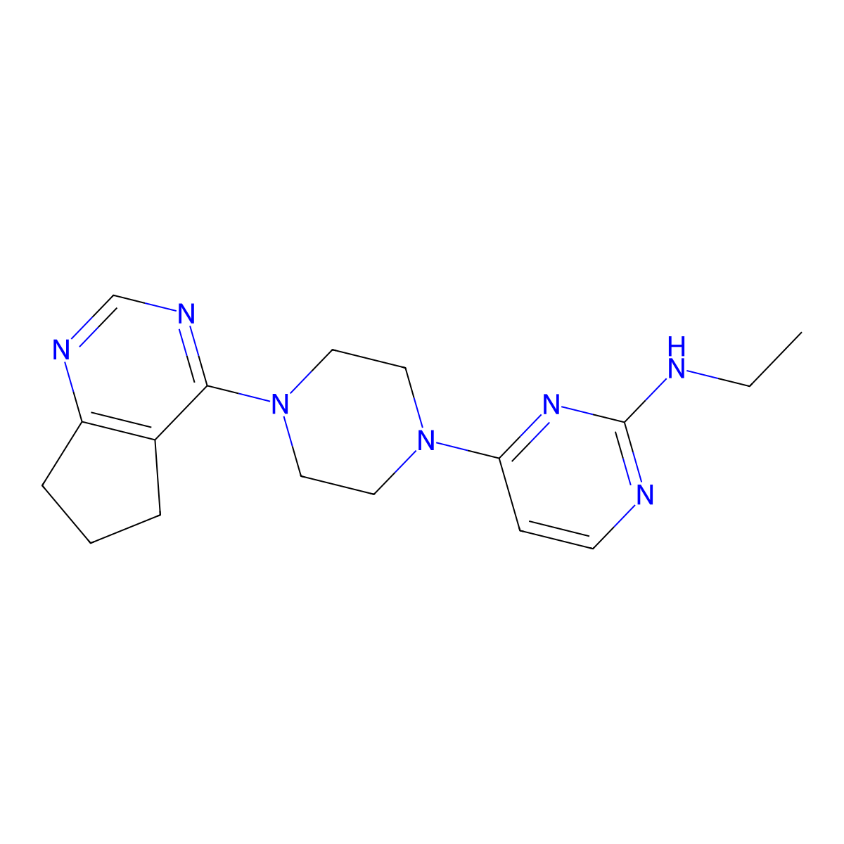 4-(4-{5H,6H,7H-cyclopenta[d]pyrimidin-4-yl}piperazin-1-yl)-N-ethylpyrimidin-2-amine molecular structure, CAS 2549048-70-4