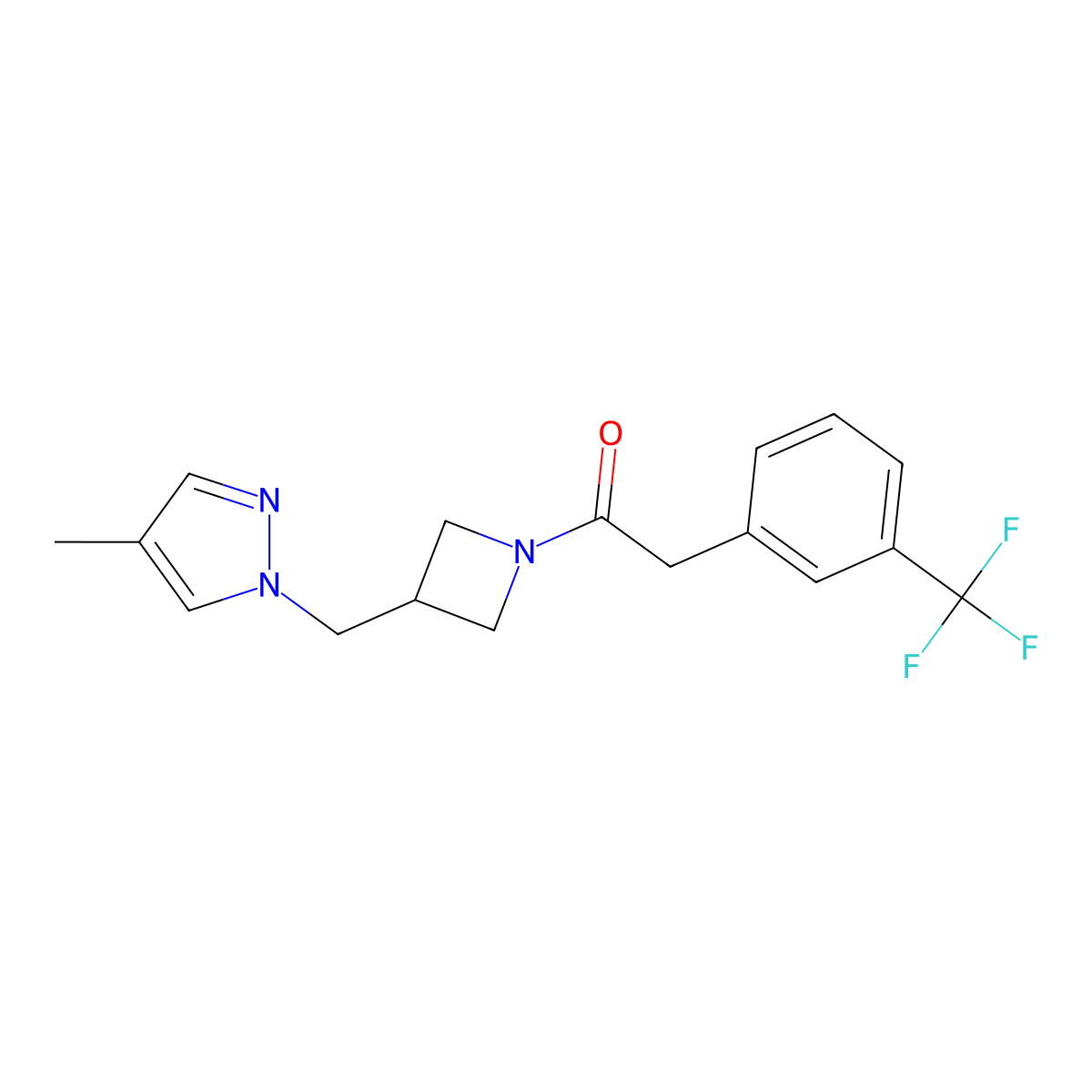 1-{3-[(4-methyl-1H-pyrazol-1-yl)methyl]azetidin-1-yl}-2-[3-(trifluoromethyl)phenyl]ethan-1-one molecular structure, CAS 2549048-71-5