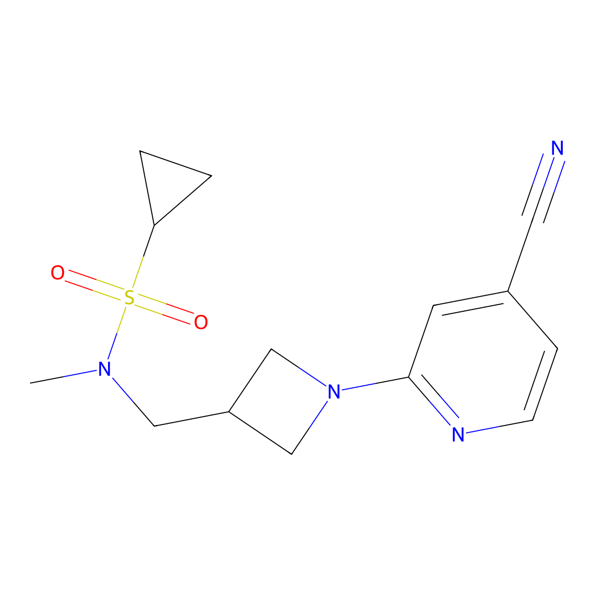 N-{[1-(4-cyanopyridin-2-yl)azetidin-3-yl]methyl}-N-methylcyclopropanesulfonamide molecular structure, CAS 2549048-74-8