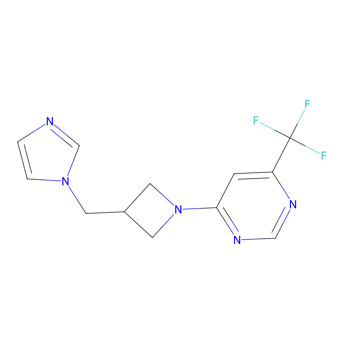 4-{3-[(1H-imidazol-1-yl)methyl]azetidin-1-yl}-6-(trifluoromethyl)pyrimidine molecular structure, CAS 2549048-83-9