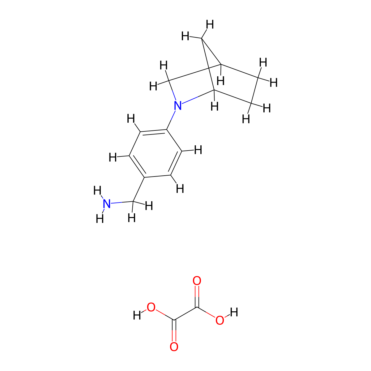 1-(4-{2-Azabicyclo[2.2.1]heptan-2-yl}phenyl)methanamine; oxalic acid molecular structure, CAS 2549048-85-1