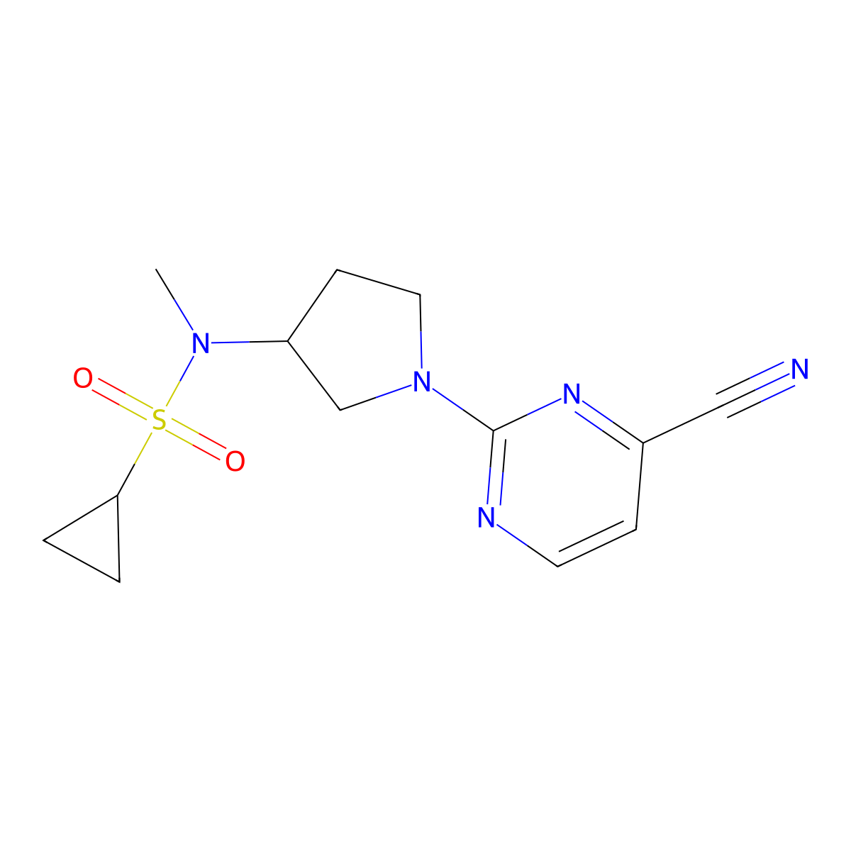 N-[1-(4-cyanopyrimidin-2-yl)pyrrolidin-3-yl]-N-methylcyclopropanesulfonamide molecular structure, CAS 2549048-88-4