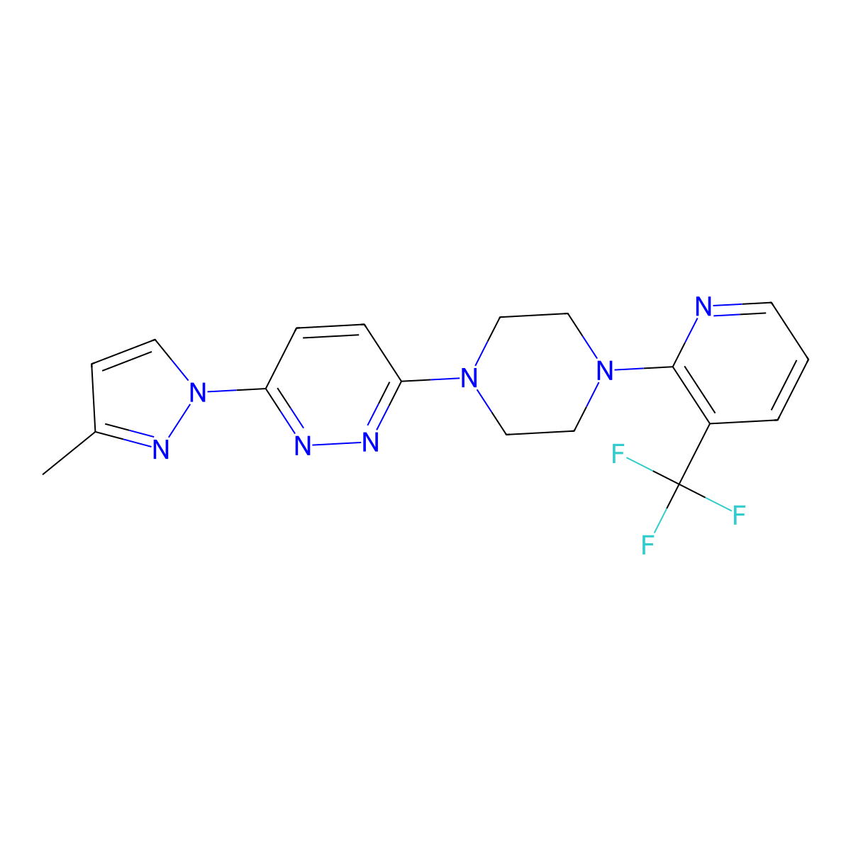 3-(3-methyl-1H-pyrazol-1-yl)-6-{4-[3-(trifluoromethyl)pyridin-2-yl]piperazin-1-yl}pyridazine molecular structure, CAS 2549048-94-2