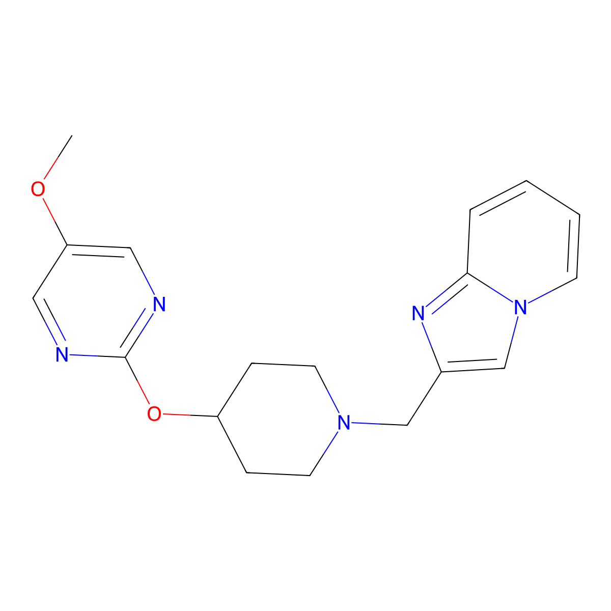 2-{[1-({Imidazo[1,2-a]pyridin-2-yl}methyl)piperidin-4-yl]oxy}-5-methoxypyrimidine molecular structure, CAS 2549048-98-6