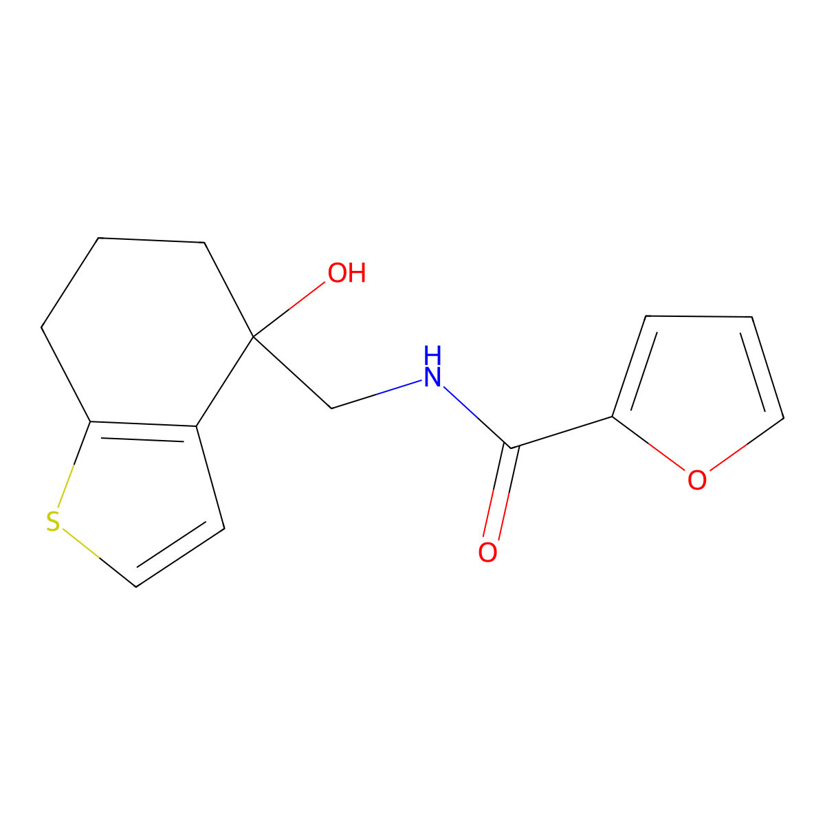 N-[(4-hydroxy-4,5,6,7-tetrahydro-1-benzothiophen-4-yl)methyl]furan-2-carboxamide molecular structure, CAS 2549049-00-3