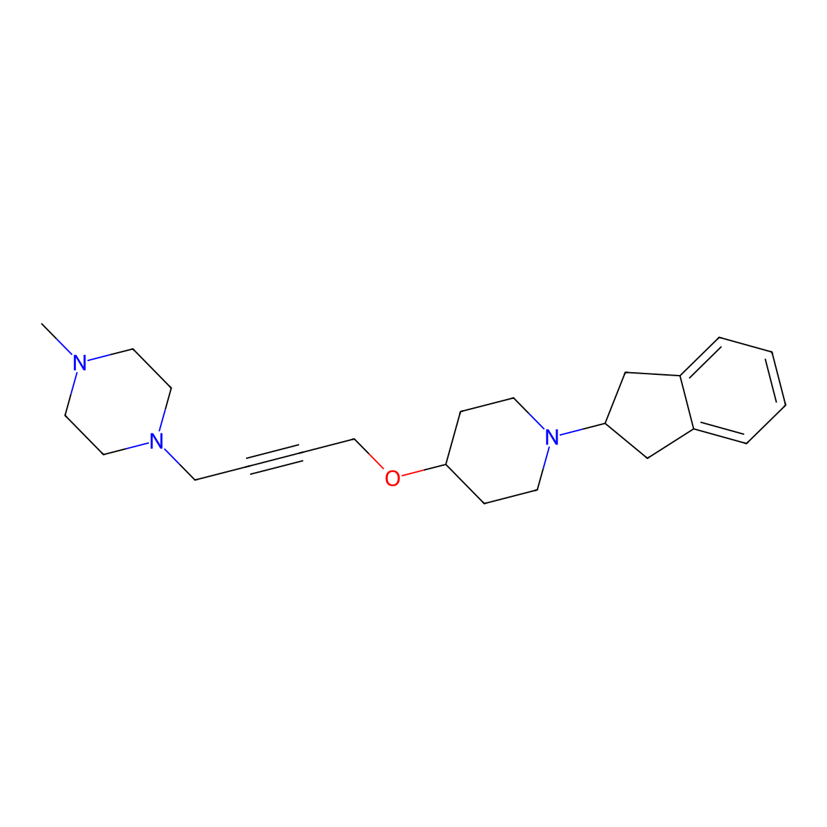 1-(4-{[1-(2,3-dihydro-1H-inden-2-yl)piperidin-4-yl]oxy}but-2-yn-1-yl)-4-methylpiperazine molecular structure, CAS 2549049-03-6
