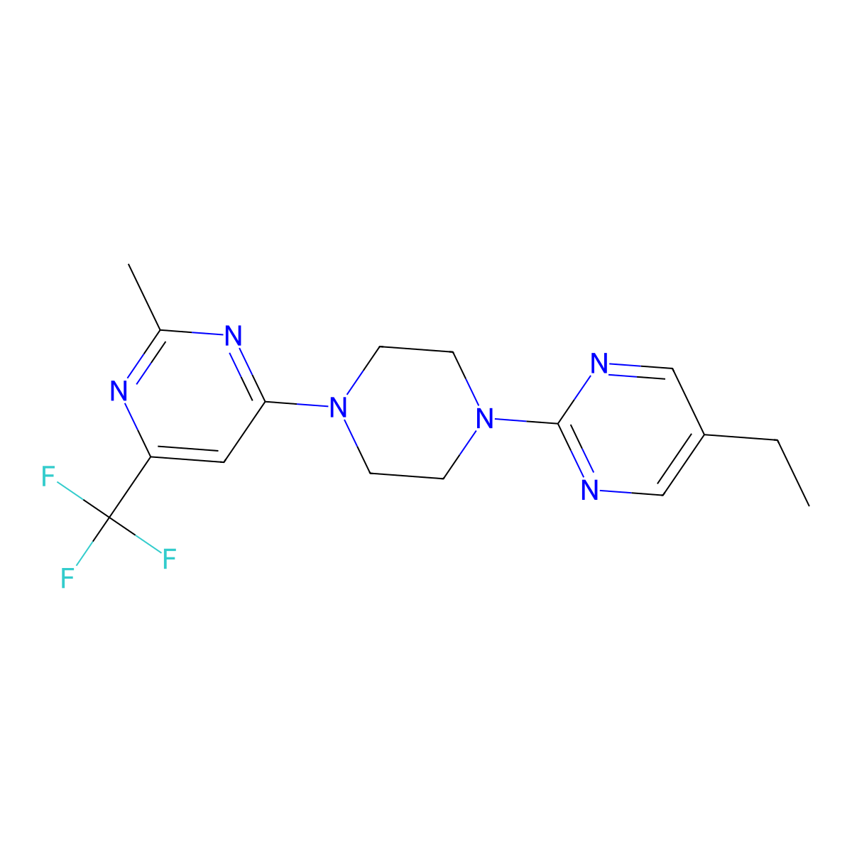 4-[4-(5-Ethylpyrimidin-2-yl)piperazin-1-yl]-2-methyl-6-(trifluoromethyl)pyrimidine molecular structure, CAS 2549049-08-1