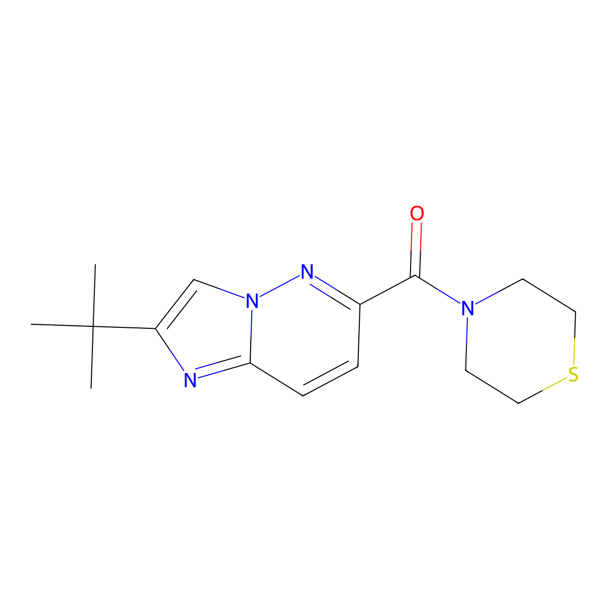 4-{2-Tert-butylimidazo[1,2-b]pyridazine-6-carbonyl}thiomorpholine molecular structure, CAS 2549049-12-7