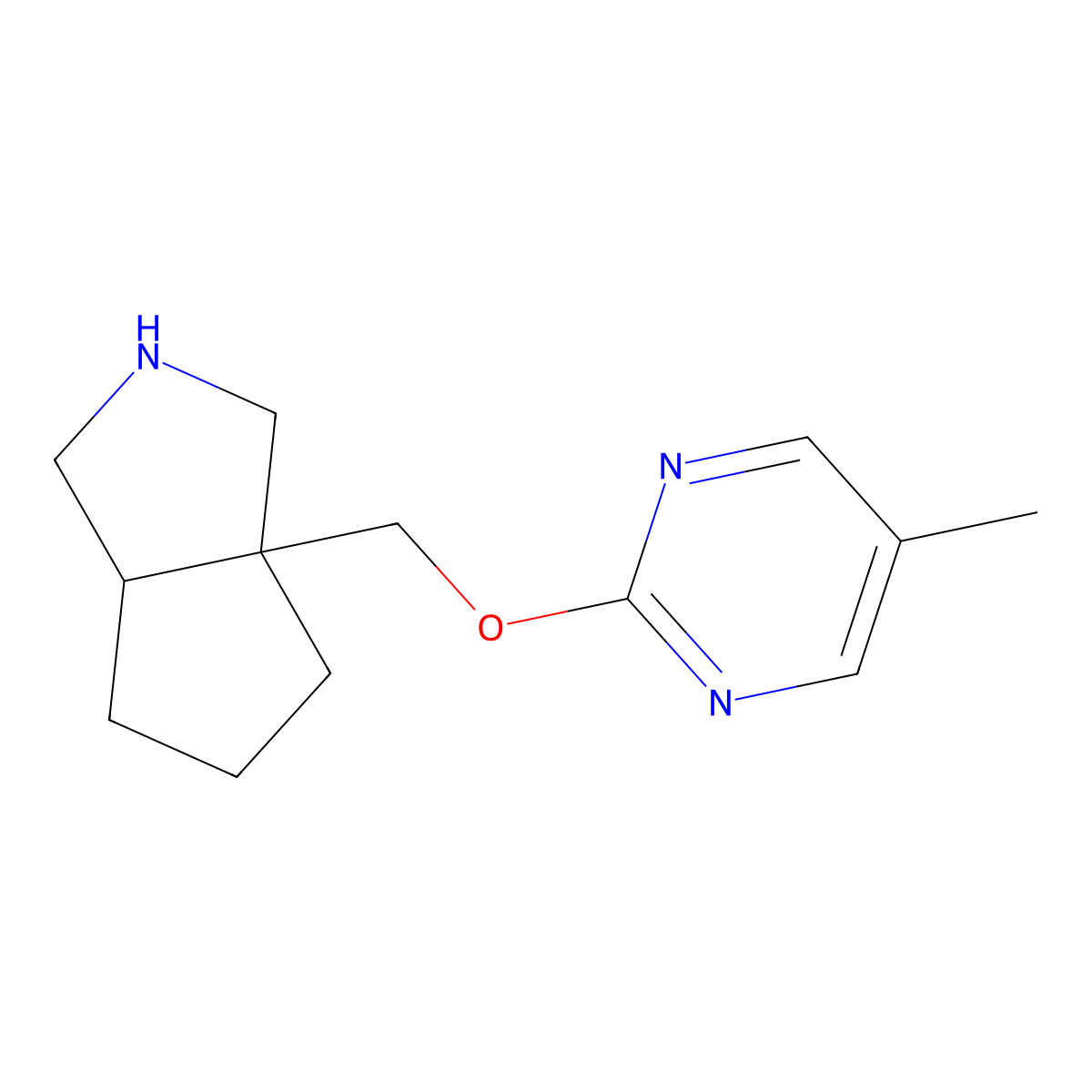 5-Methyl-2-({octahydrocyclopenta[c]pyrrol-3a-yl}methoxy)pyrimidine molecular structure, CAS 2549049-14-9