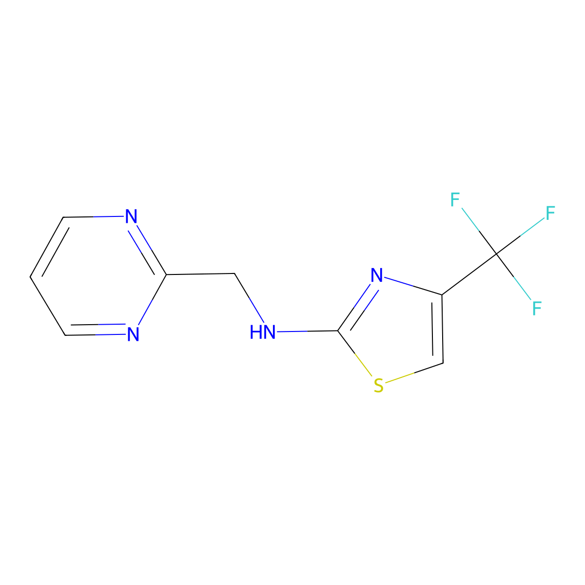 N-[(pyrimidin-2-yl)methyl]-4-(trifluoromethyl)-1,3-thiazol-2-amine molecular structure, CAS 2549049-15-0
