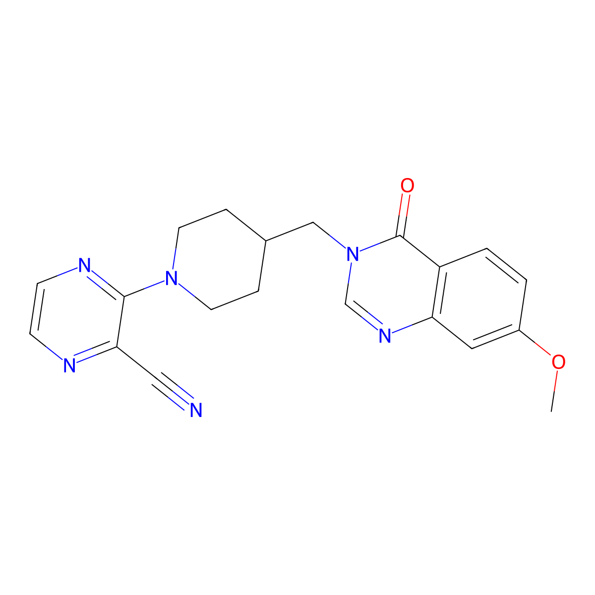 3-{4-[(7-Methoxy-4-oxo-3,4-dihydroquinazolin-3-yl)methyl]piperidin-1-yl}pyrazine-2-carbonitrile molecular structure, CAS 2549049-17-2