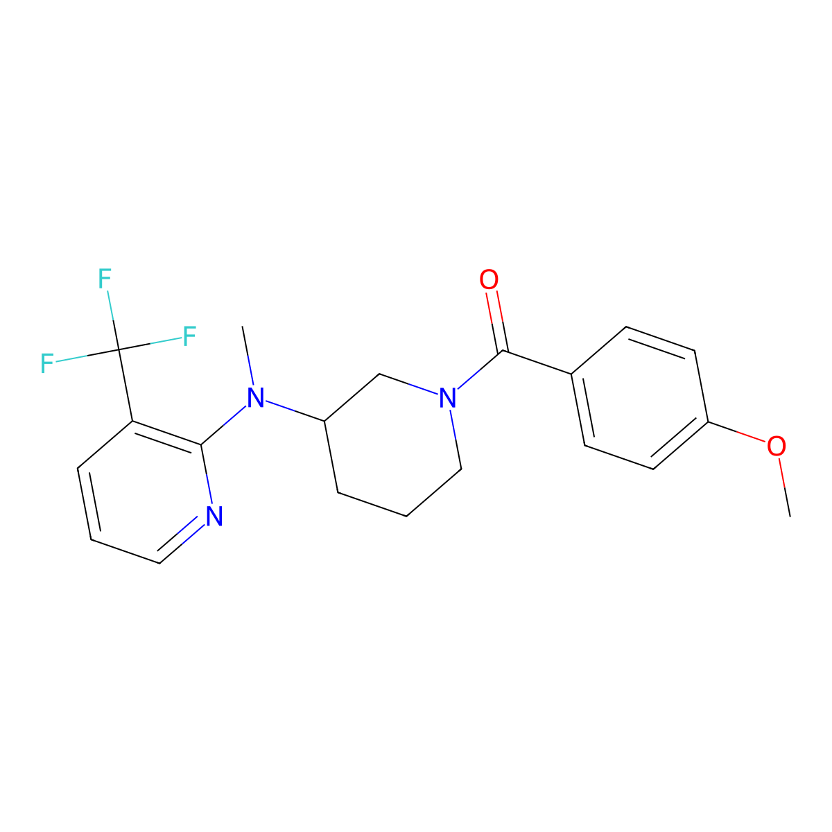 N-[1-(4-methoxybenzoyl)piperidin-3-yl]-N-methyl-3-(trifluoromethyl)pyridin-2-amine molecular structure, CAS 2549049-18-3