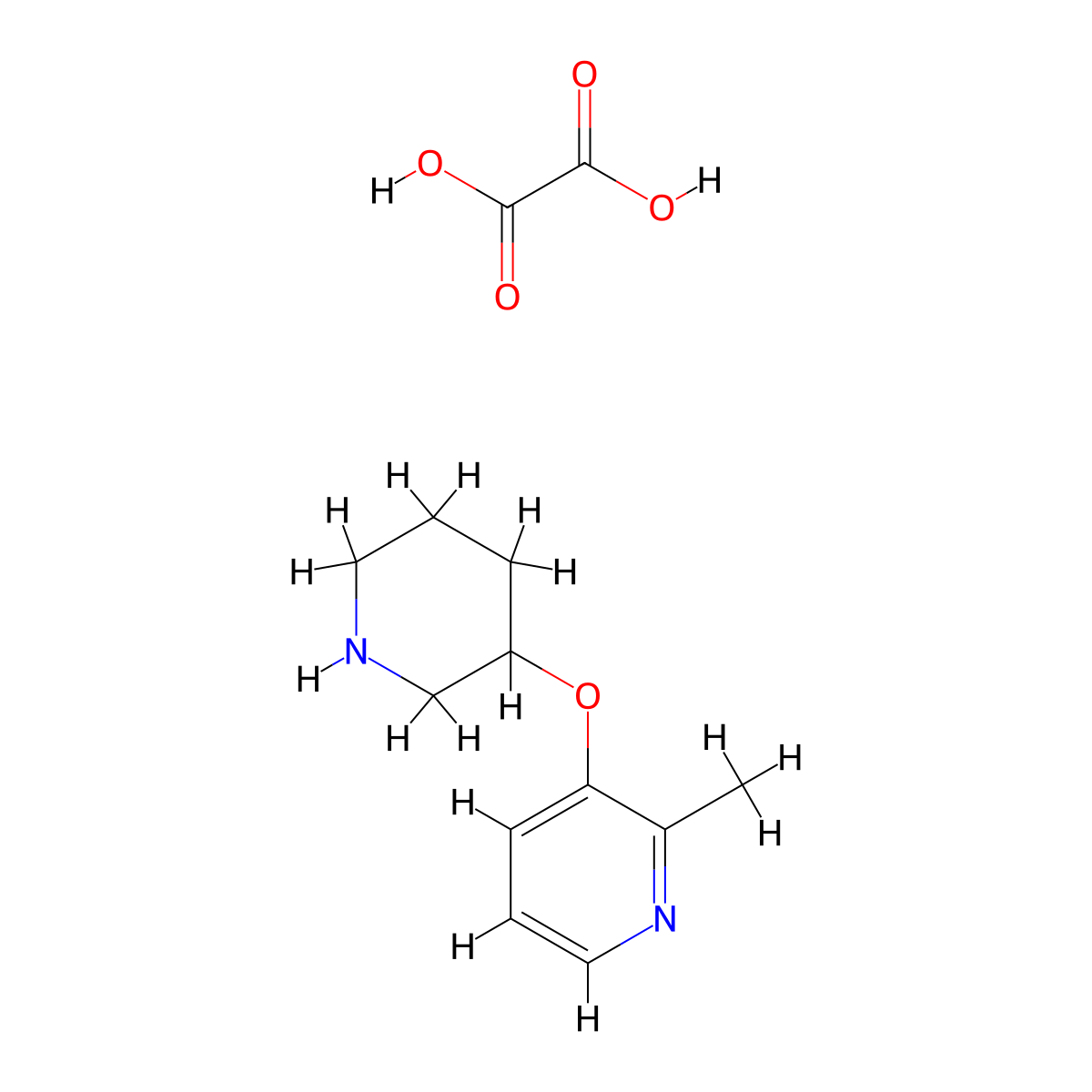 2-Methyl-3-(piperidin-3-yloxy)pyridine; oxalic acid molecular structure, CAS 2549049-21-8