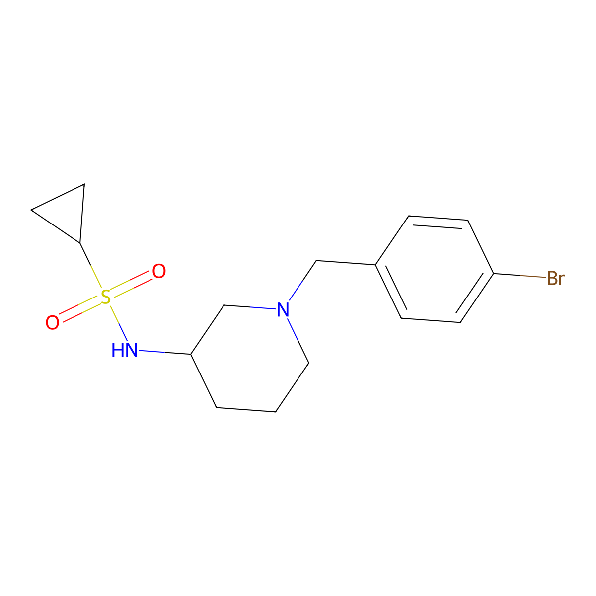 N-{1-[(4-bromophenyl)methyl]piperidin-3-yl}cyclopropanesulfonamide molecular structure, CAS 2549049-22-9