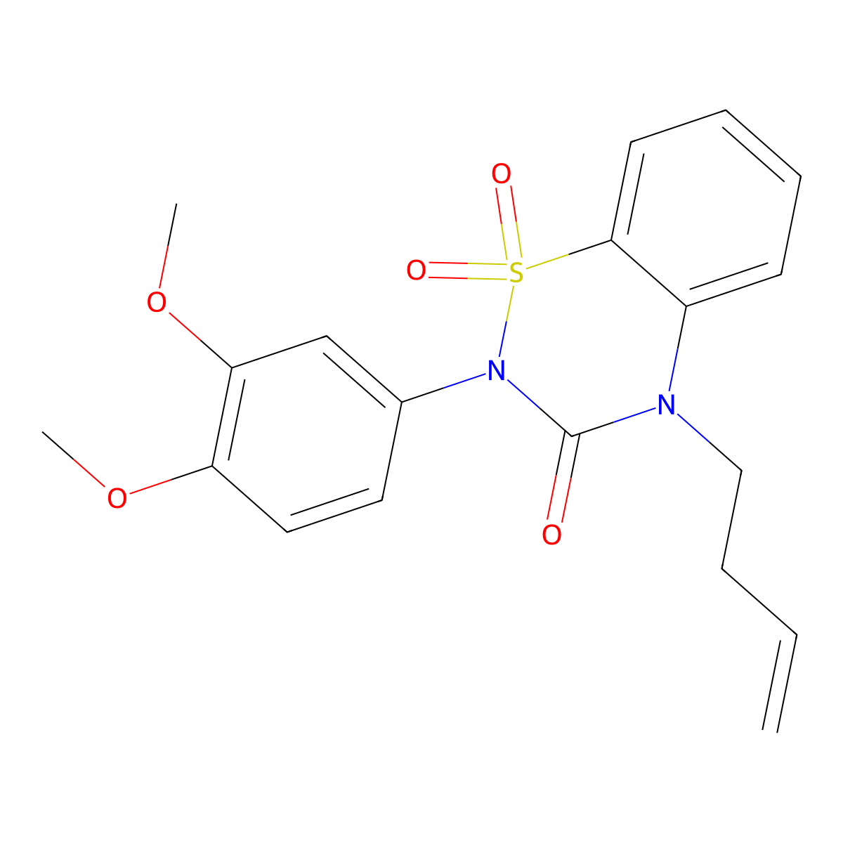 4-(but-3-en-1-yl)-2-(3,4-dimethoxyphenyl)-3,4-dihydro-2H-1lambda6,2,4-benzothiadiazine-1,1,3-trione molecular structure, CAS 2549049-23-0