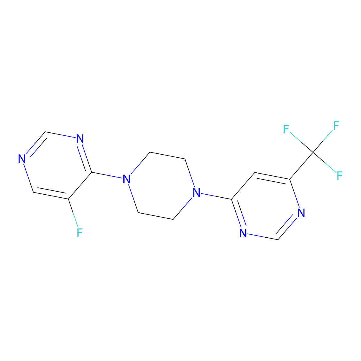 4-[4-(5-Fluoropyrimidin-4-yl)piperazin-1-yl]-6-(trifluoromethyl)pyrimidine molecular structure, CAS 2549049-28-5