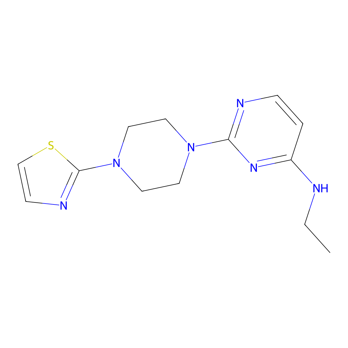 N-ethyl-2-[4-(1,3-thiazol-2-yl)piperazin-1-yl]pyrimidin-4-amine molecular structure, CAS 2549049-34-3