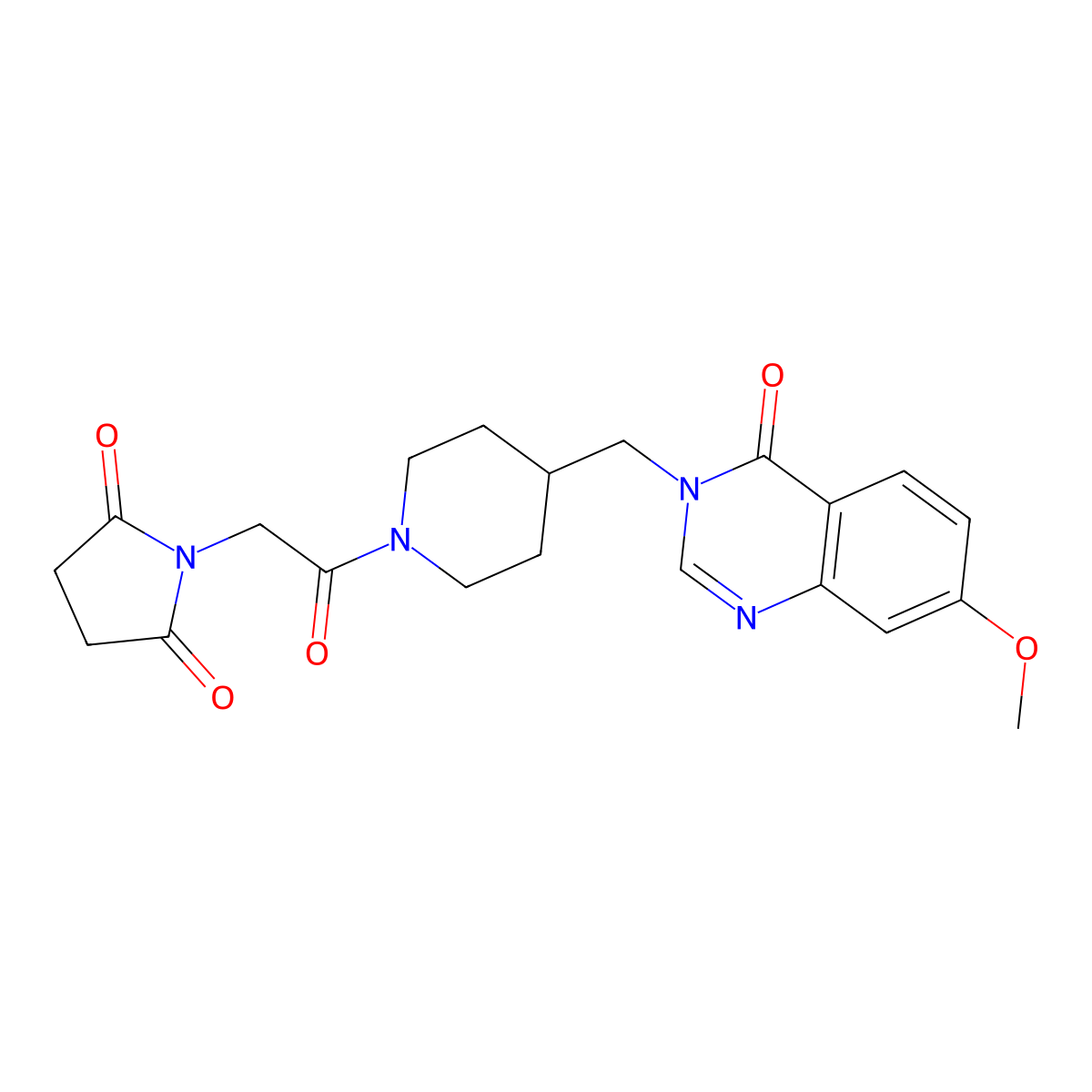 1-(2-{4-[(7-Methoxy-4-oxo-3,4-dihydroquinazolin-3-yl)methyl]piperidin-1-yl}-2-oxoethyl)pyrrolidine-2,5-dione molecular structure, CAS 2549049-40-1