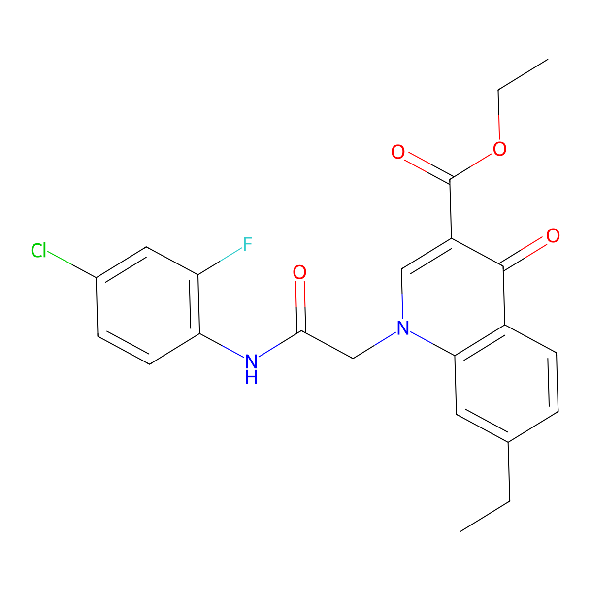 Ethyl 1-{[(4-chloro-2-fluorophenyl)carbamoyl]methyl}-7-ethyl-4-oxo-1,4-dihydroquinoline-3-carboxylate molecular structure, CAS 2549049-49-0