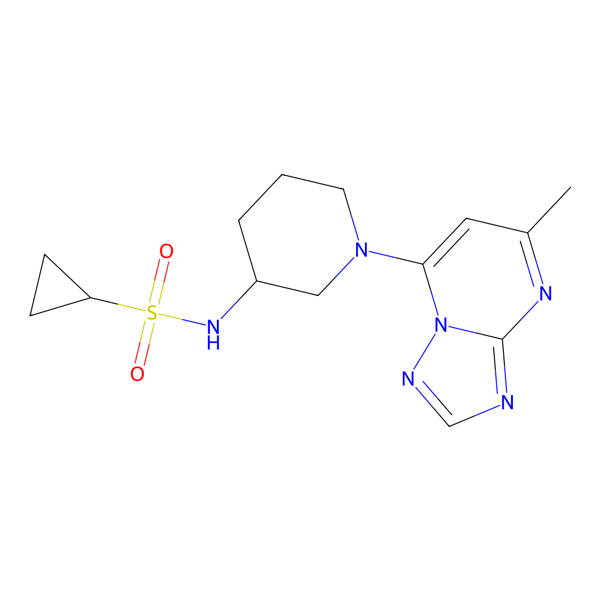 N-(1-{5-methyl-[1,2,4]triazolo[1,5-a]pyrimidin-7-yl}piperidin-3-yl)cyclopropanesulfonamide molecular structure, CAS 2549049-50-3