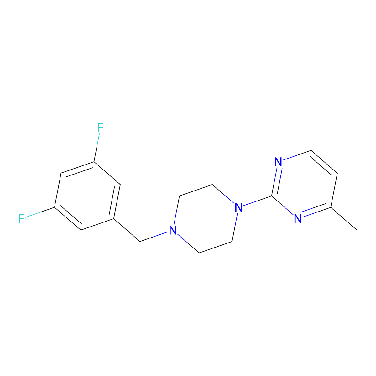 2-{4-[(3,5-Difluorophenyl)methyl]piperazin-1-yl}-4-methylpyrimidine molecular structure, CAS 2549049-51-4