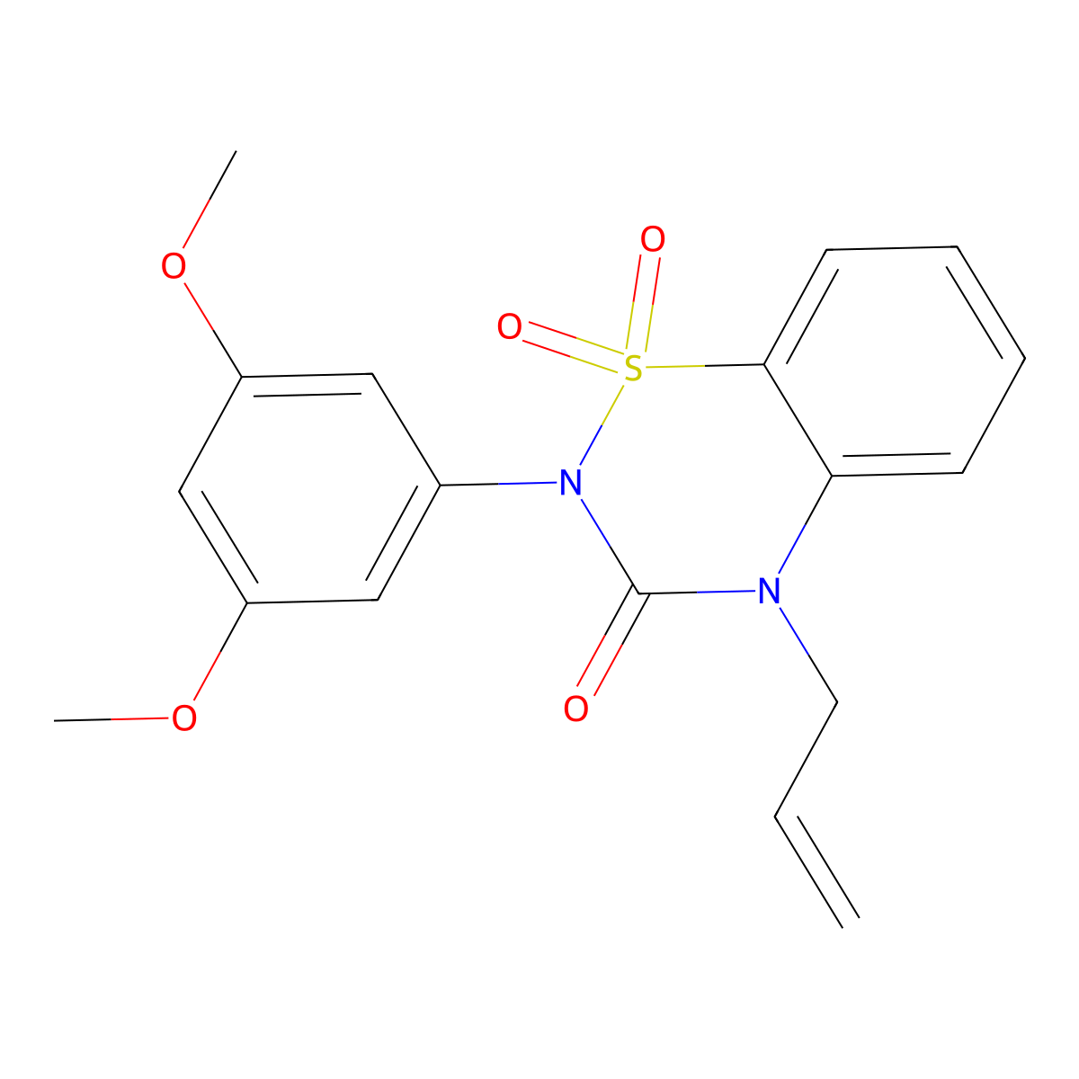 2-(3,5-Dimethoxyphenyl)-1,1-dioxo-4-prop-2-enyl-1lambda6,2,4-benzothiadiazin-3-one molecular structure, CAS 2549049-53-6