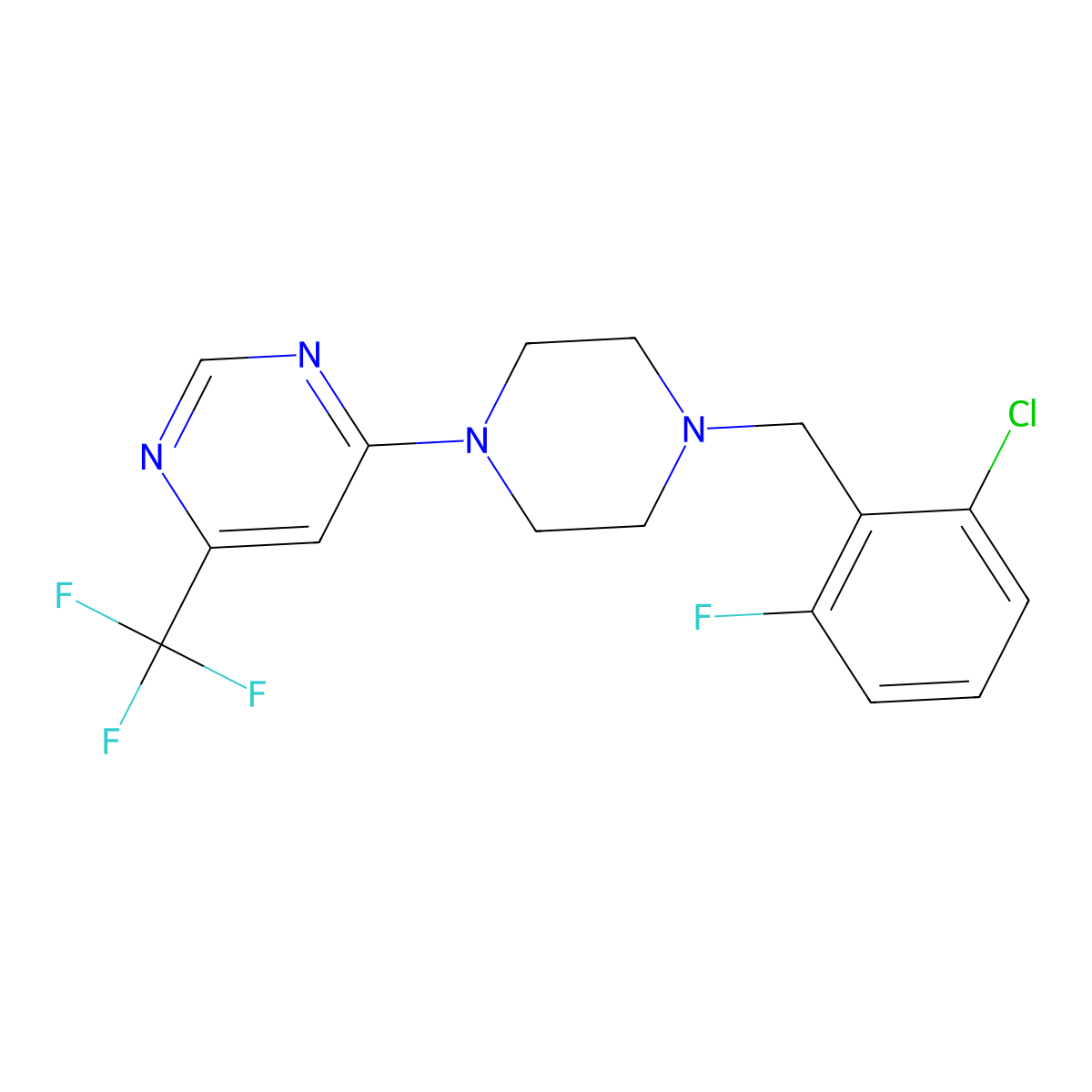 4-{4-[(2-Chloro-6-fluorophenyl)methyl]piperazin-1-yl}-6-(trifluoromethyl)pyrimidine molecular structure, CAS 2549049-54-7