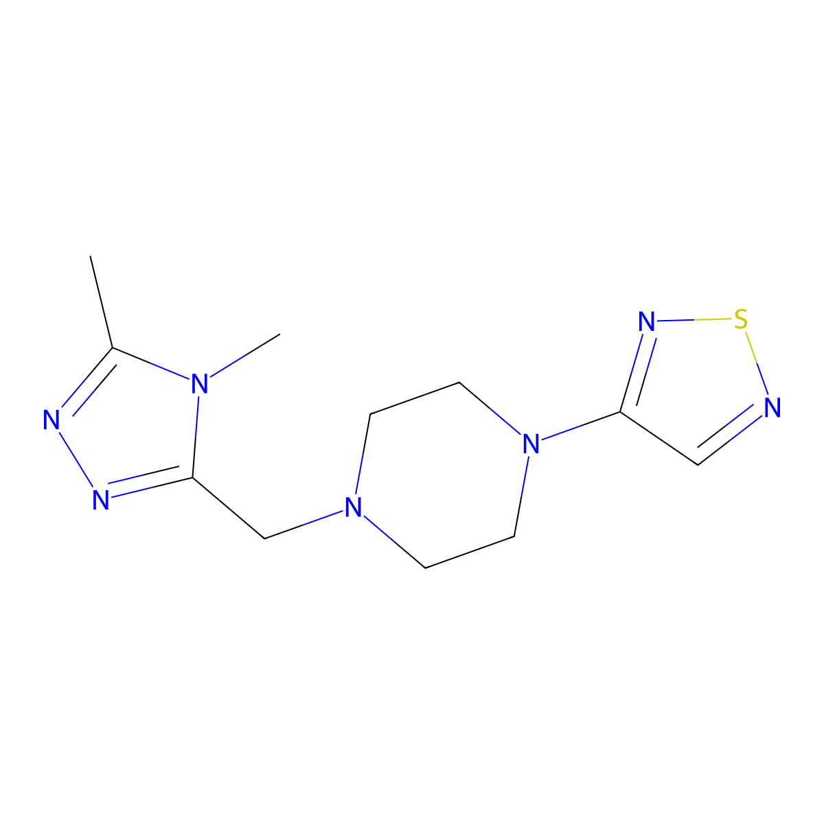 1-[(4,5-dimethyl-4H-1,2,4-triazol-3-yl)methyl]-4-(1,2,5-thiadiazol-3-yl)piperazine molecular structure, CAS 2549049-58-1