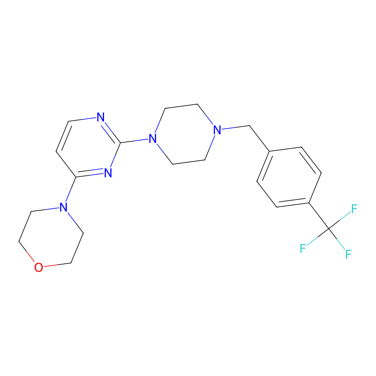 4-[2-(4-{[4-(Trifluoromethyl)phenyl]methyl}piperazin-1-yl)pyrimidin-4-yl]morpholine molecular structure, CAS 2549049-59-2