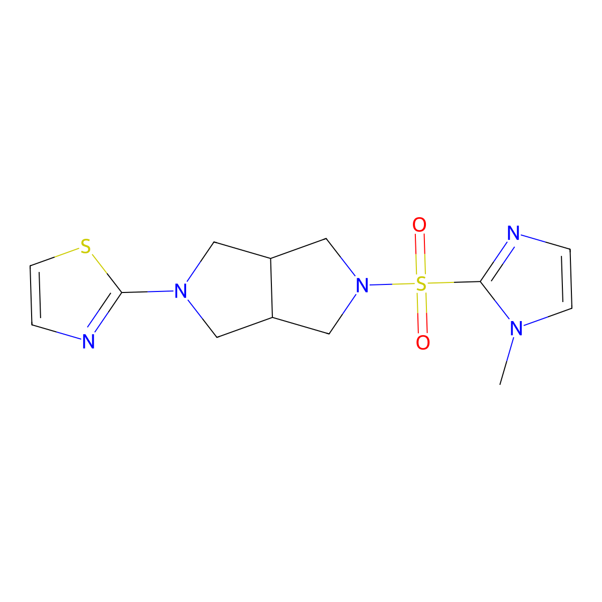 2-{5-[(1-methyl-1H-imidazol-2-yl)sulfonyl]-octahydropyrrolo[3,4-c]pyrrol-2-yl}-1,3-thiazole molecular structure, CAS 2549049-61-6