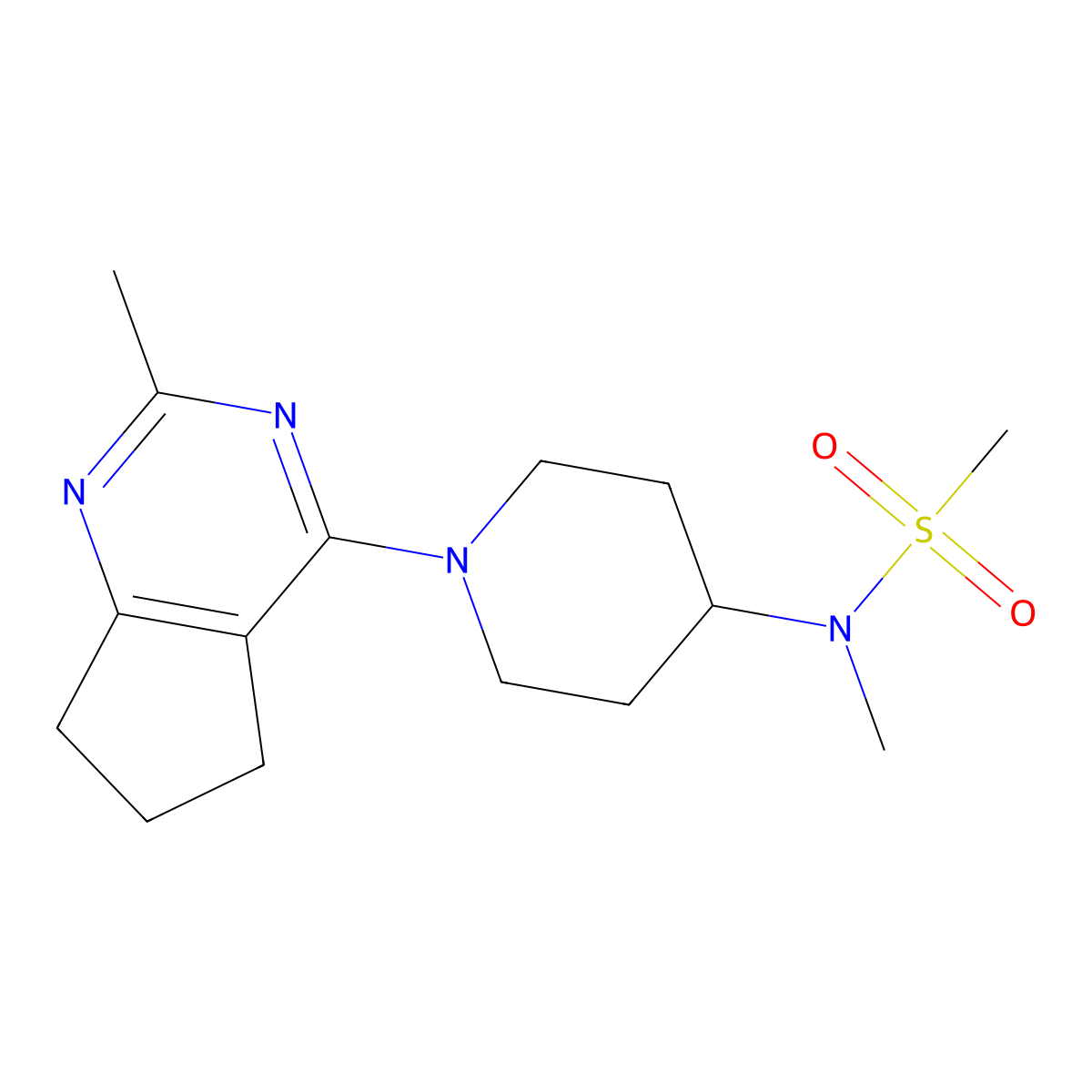 N-methyl-N-(1-{2-methyl-5H,6H,7H-cyclopenta[d]pyrimidin-4-yl}piperidin-4-yl)methanesulfonamide molecular structure, CAS 2549049-62-7