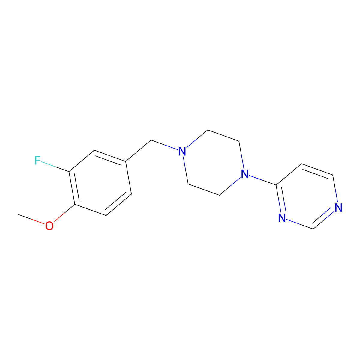 4-{4-[(3-Fluoro-4-methoxyphenyl)methyl]piperazin-1-yl}pyrimidine molecular structure, CAS 2549049-64-9