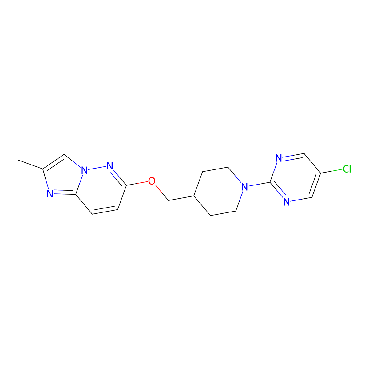 5-Chloro-2-{4-[({2-methylimidazo[1,2-b]pyridazin-6-yl}oxy)methyl]piperidin-1-yl}pyrimidine molecular structure, CAS 2549049-68-3