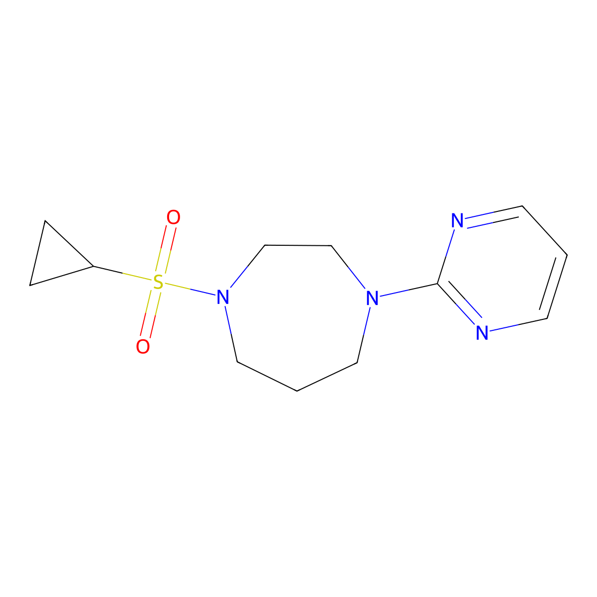 1-(Cyclopropanesulfonyl)-4-(pyrimidin-2-yl)-1,4-diazepane molecular structure, CAS 2549049-70-7