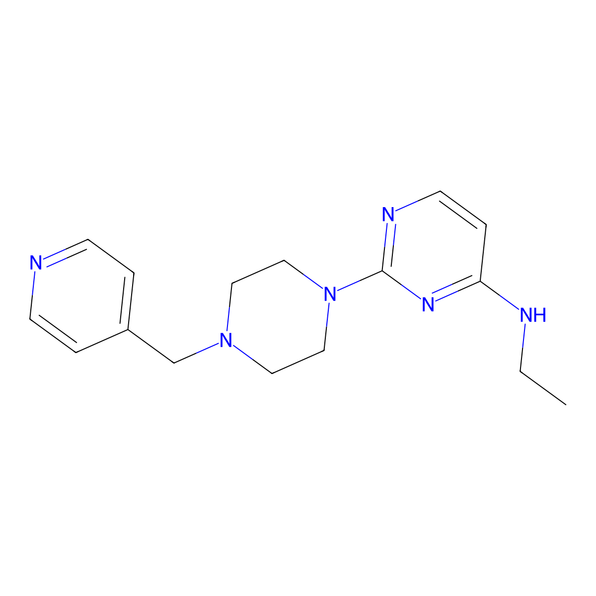 N-ethyl-2-{4-[(pyridin-4-yl)methyl]piperazin-1-yl}pyrimidin-4-amine molecular structure, CAS 2549049-73-0