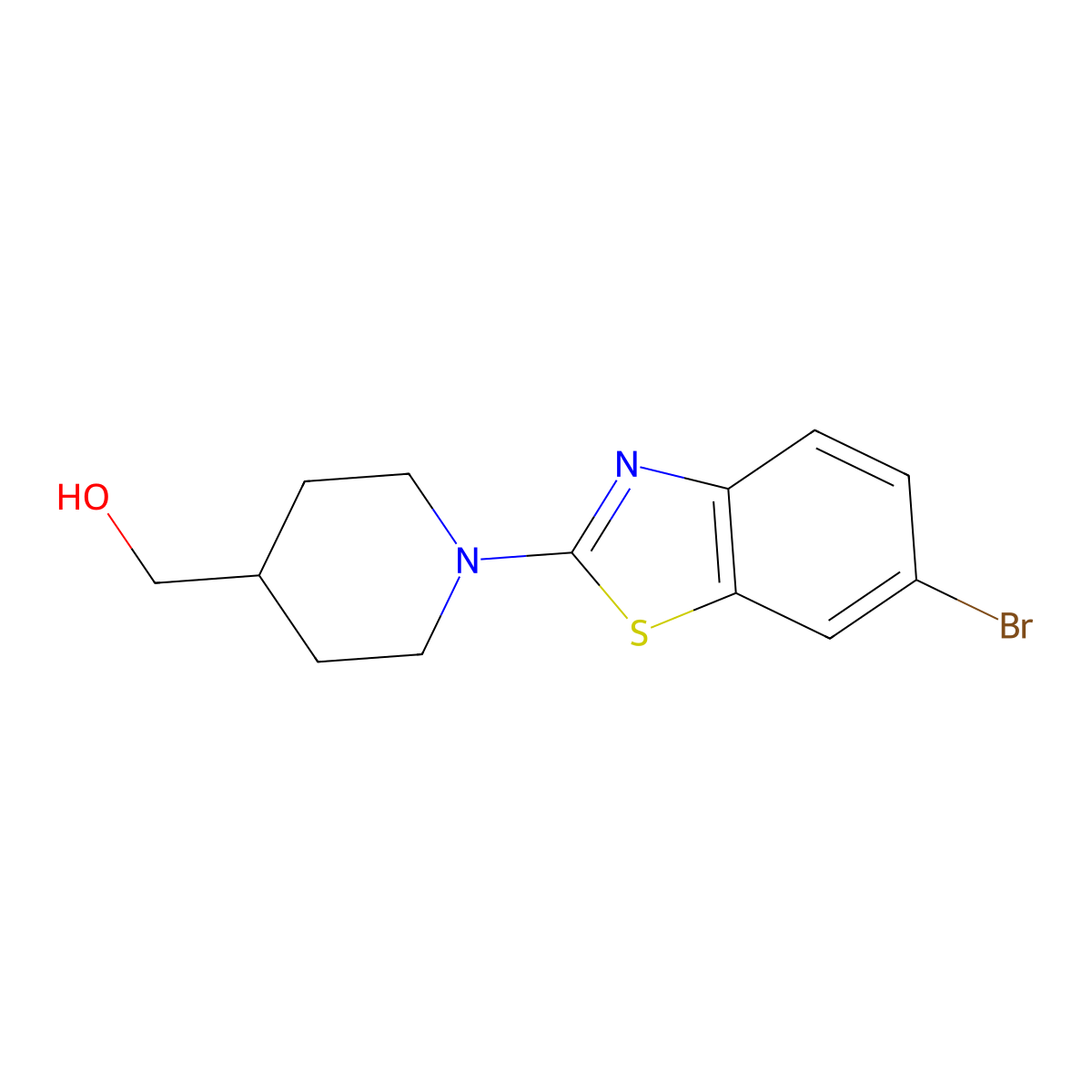 [1-(6-Bromo-1,3-benzothiazol-2-yl)piperidin-4-yl]methanol molecular structure, CAS 2549049-77-4