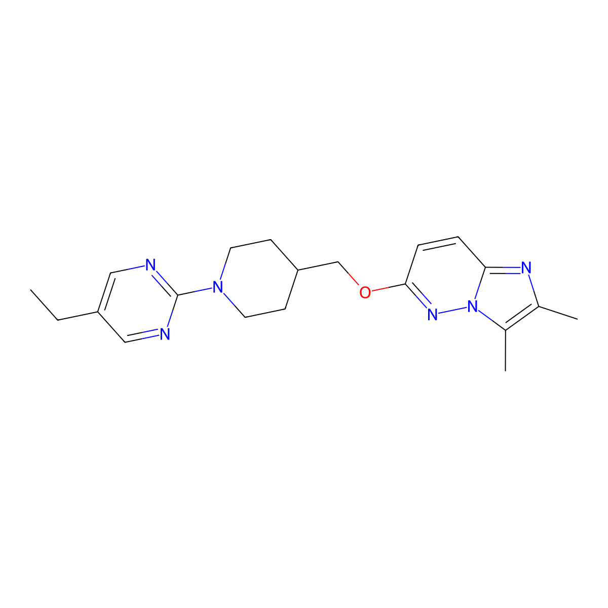 2-{4-[({2,3-Dimethylimidazo[1,2-b]pyridazin-6-yl}oxy)methyl]piperidin-1-yl}-5-ethylpyrimidine molecular structure, CAS 2549049-80-9