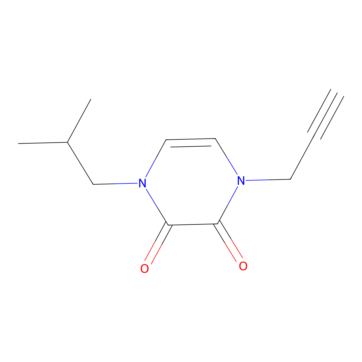 1-(2-Methylpropyl)-4-(prop-2-yn-1-yl)-1,2,3,4-tetrahydropyrazine-2,3-dione molecular structure, CAS 2549049-83-2