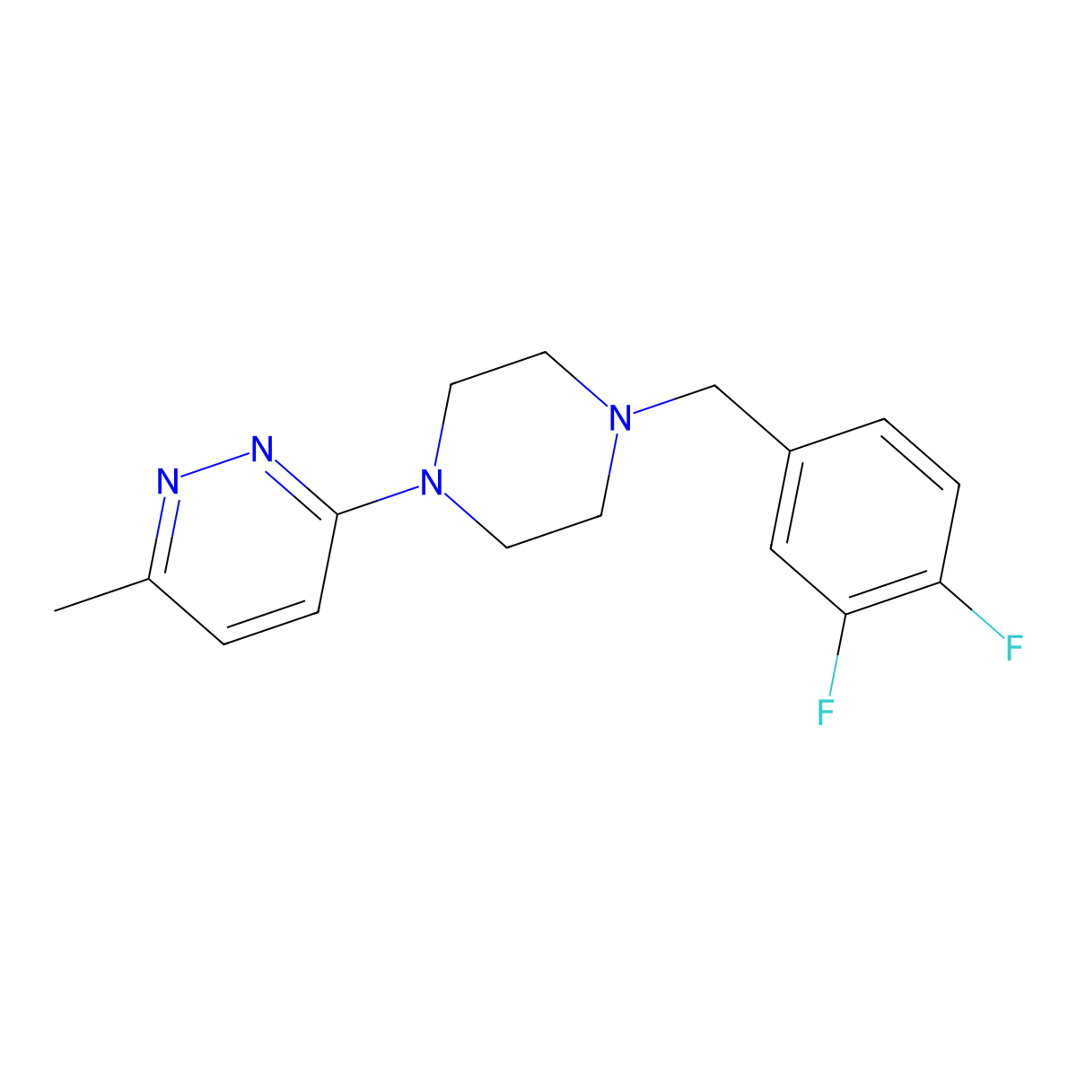 3-{4-[(3,4-Difluorophenyl)methyl]piperazin-1-yl}-6-methylpyridazine molecular structure, CAS 2549049-84-3